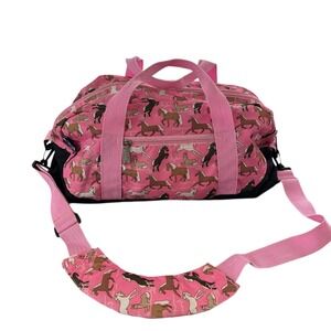 Wildkin Kids Pink Horse Print Duffel Bag Overnight Travel Gym Bag with Strap